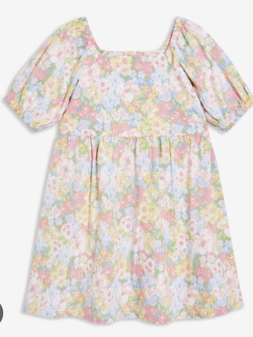 Joe Fresh x Jillian Harris Pastel Floral Linen Blend Babydoll Puff Sleeve Dress